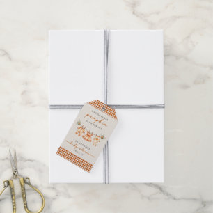 A Little Pumpkin is on the Way Gingham Baby Shower Gift Tags