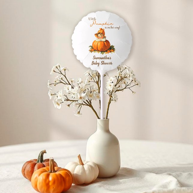 A Little Pumpkin is on the way Girl Baby Shower Balloon (Creator Uploaded)