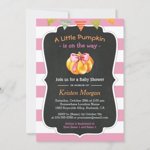 A Little Pumpkin is on the Way Girl Baby Shower Invitation