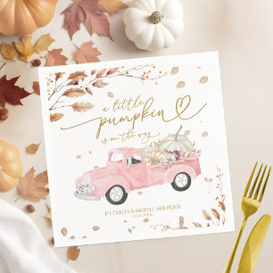 A Little Pumpkin Is On The Way Girl Baby Shower Napkins