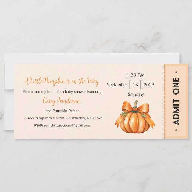 A Little Pumpkin is on the Way Invitation (Front)