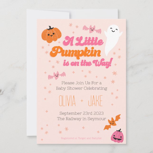 A Little Pumpkin is on The Way Invitation (Front)
