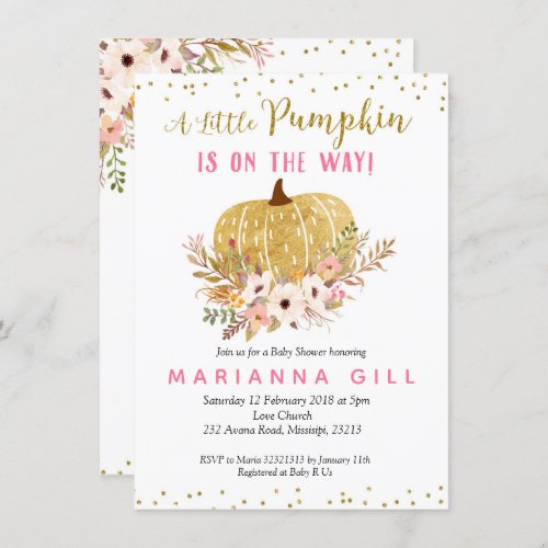 a little pumpkin is on the way invitation