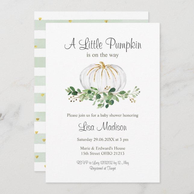 A Little Pumpkin Is On The Way Invitation (Front/Back)
