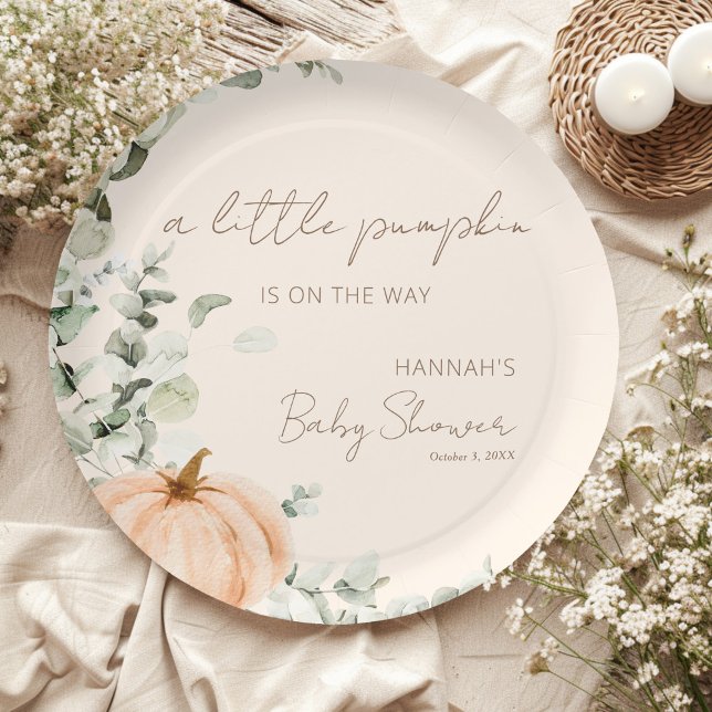A Little Pumpkin is on the Way Orange Baby Shower Paper Plates (Creator Uploaded)