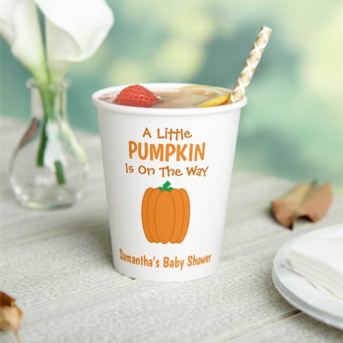 A Little Pumpkin Is On The Way Paper Cups
