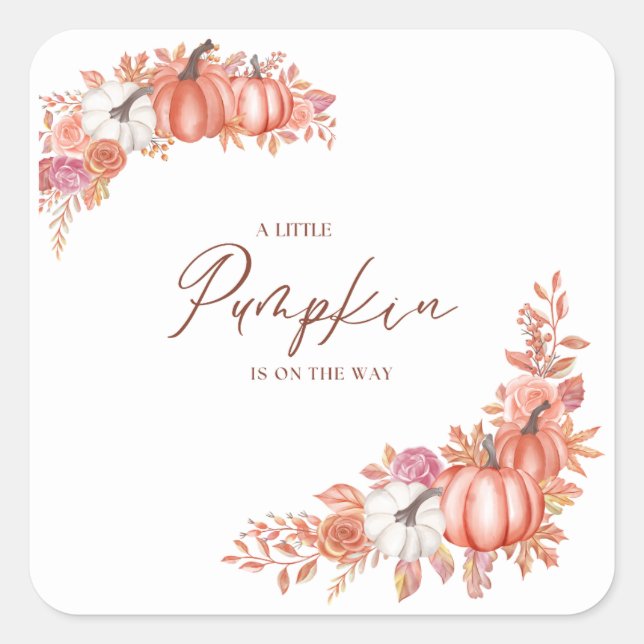 A Little Pumpkin Is On the Way Paper Napkin Square Sticker (Front)