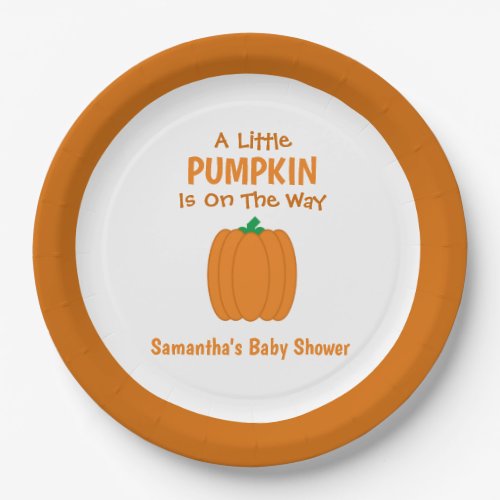 A Little Pumpkin Is On The Way Paper Plates