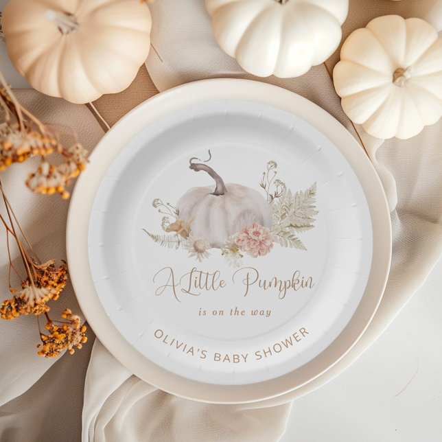 A little pumpkin is on the way paper plates (Creator Uploaded)
