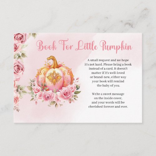 A little pumpkin is on the way pink and gold  enclosure card