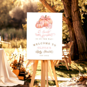 A Little Pumpkin Is On The Way Pink Bow Welcome Foam Board