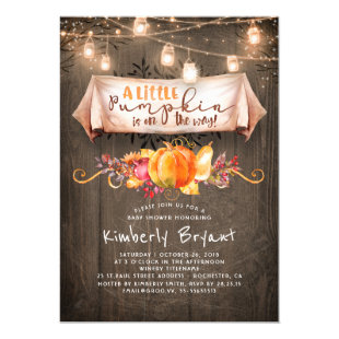 A Little Pumpkin Is On The Way Rustic Baby Shower Invitation