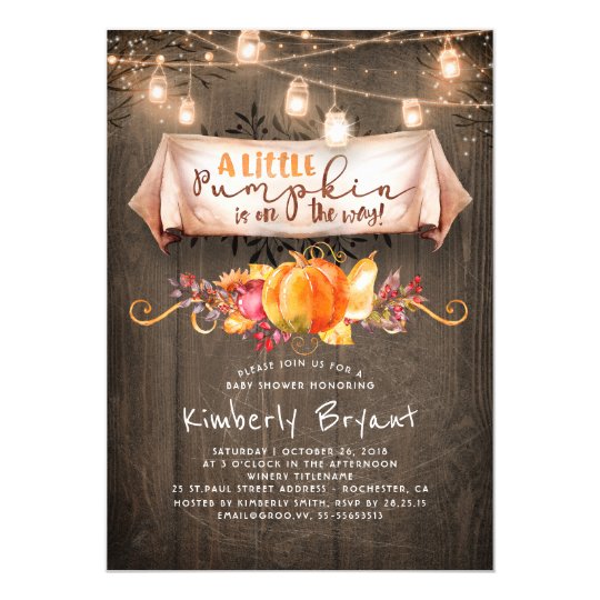 a little pumpkin is on the way rustic baby shower invitation fall baby shower invitation templates