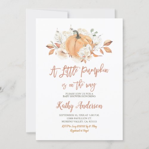 A Little Pumpkin is one the way Baby Shower Invitation