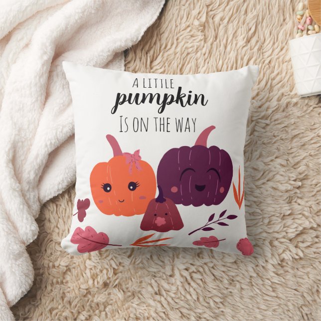 A little pumpkin is the way Cute baby shower Throw Pillow (Blanket)