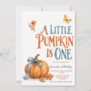 A Little Pumpkin is Turning One Birthday Party Invitation