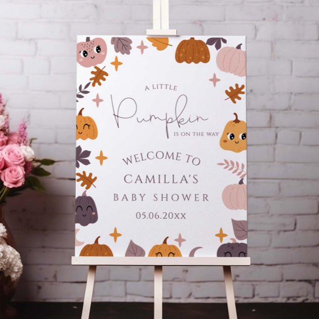 A Little Pumpkin Modern Baby Shower Welcome Foam Board (Creator Uploaded)