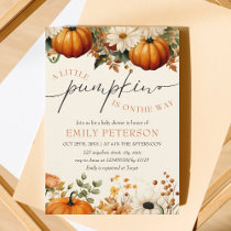 A little pumpkin | Modern Minimal Fall Baby Shower Invitation