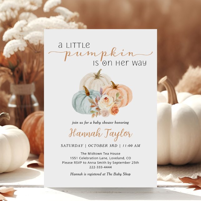 A Little Pumpkin On Her Way Fall Baby Shower Invitation (Creator Uploaded)