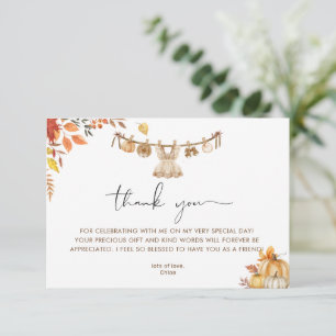A Little Pumpkin On Her Way, Fall Boho Baby Shower Thank You Card