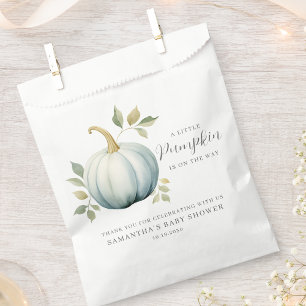 A Little Pumpkin On The Way Blue Baby Shower Favor Bag