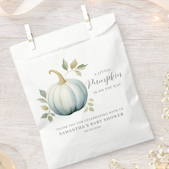 A Little Pumpkin On The Way Blue Baby Shower Favor Bag (Creator Uploaded)