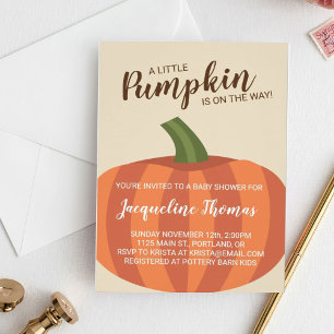 A Little Pumpkin On The Way Fall Baby Shower Invitation