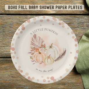 A Little Pumpkin on the Way Fall Baby Shower Paper Plates