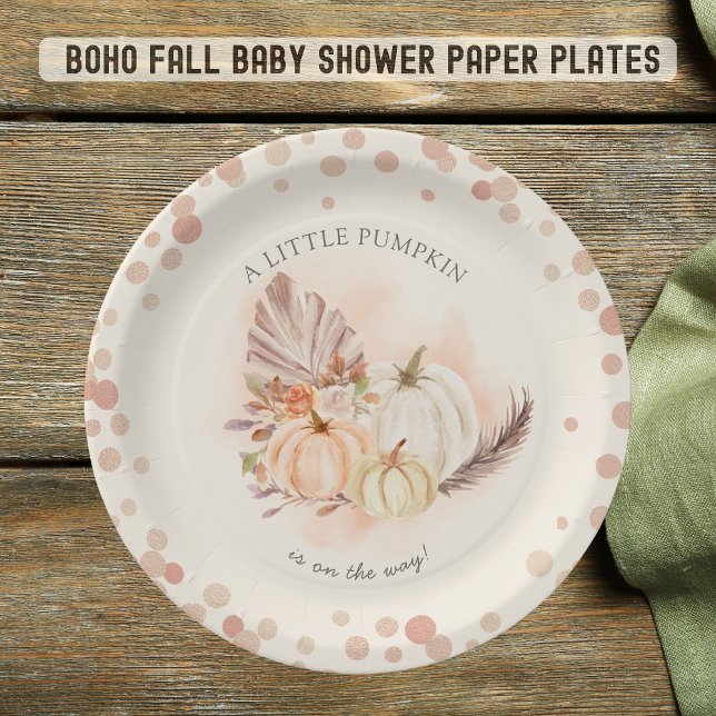  A Little Pumpkin on the Way Fall  Baby Shower   Paper Plates (Creator Uploaded)