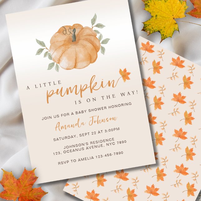  A Little Pumpkin Orange Autumn Fall Baby Shower  Invitation (Creator Uploaded)