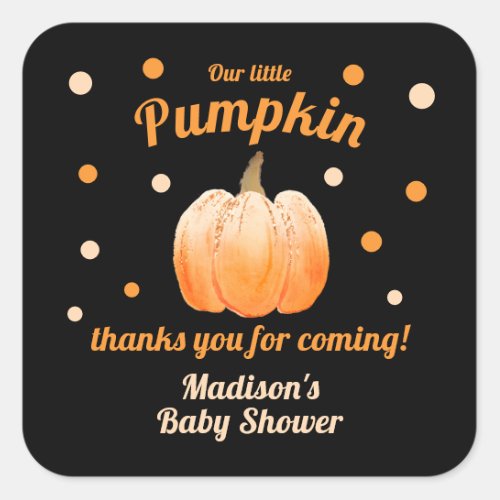 A Little Pumpkin Orange Baby Shower Square Sticker