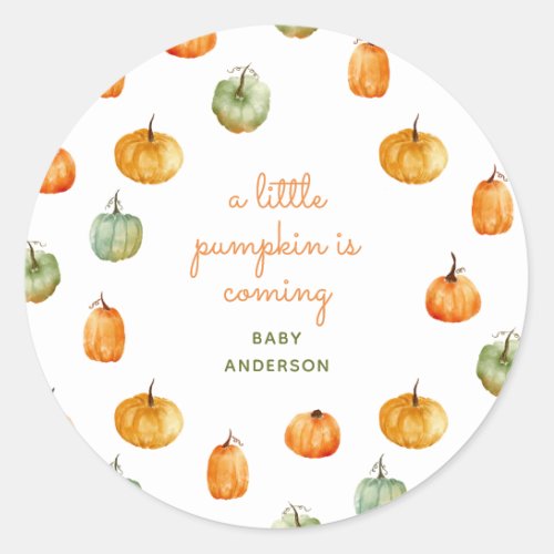 A Little Pumpkin Orange Fall Neutral Baby Shower Classic Round Sticker
