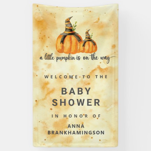 A little pumpkin orange watercolor baby shower banner
