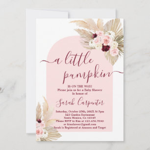 A little pumpkin pampas Baby Shower Invitation