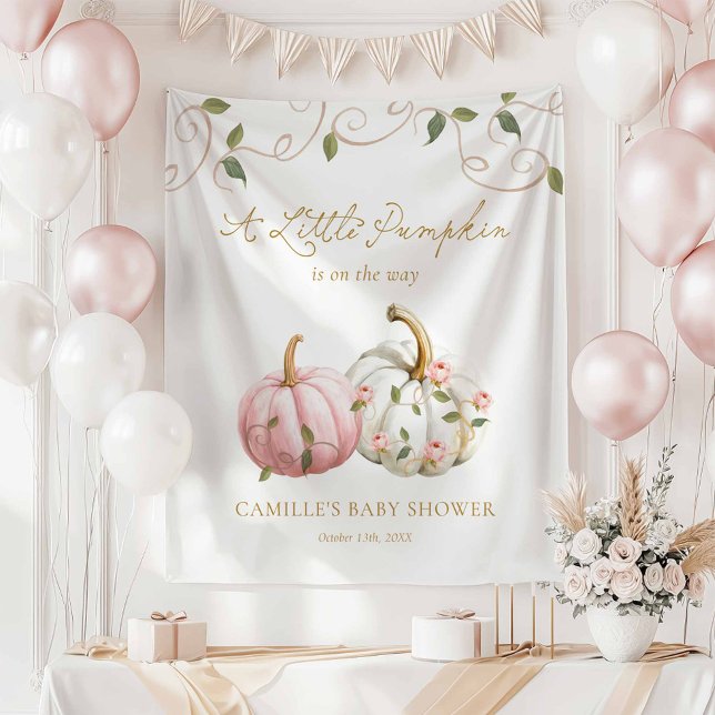 A Little Pumpkin Party Banner Tapestry (A little Pumpkin Girl Baby Shower Backdrop)