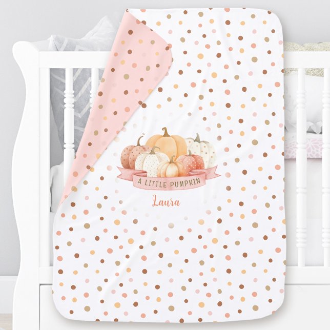 A Little Pumpkin Pastel Fall Girl Polka Dot Name Baby Blanket (A Little Pumpkin Pastel Fall Girl Polka Dot Name Baby Blanket)