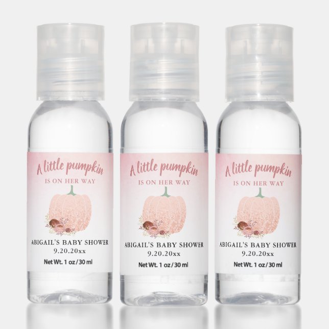 A Little Pumpkin Peach Glitter Baby Shower Hand Sanitizer (Set)