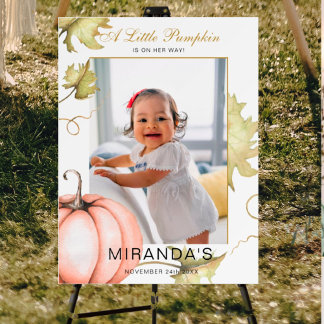 A Little Pumpkin Photo First birthday Foam Board