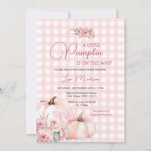 A Little Pumpkin Pink Baby Shower Girl Invitation