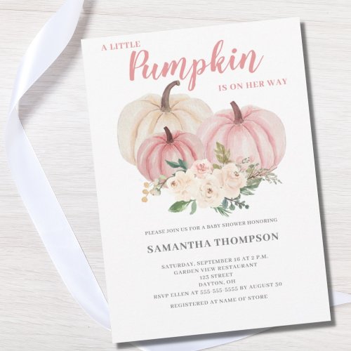 A Little Pumpkin Pink Baby Shower Invitation