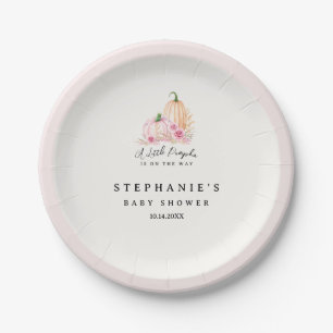 A Little Pumpkin Pink Baby Shower Paper Plates
