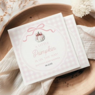 A Little Pumpkin Pink Bow Fall Baby Shower Napkins