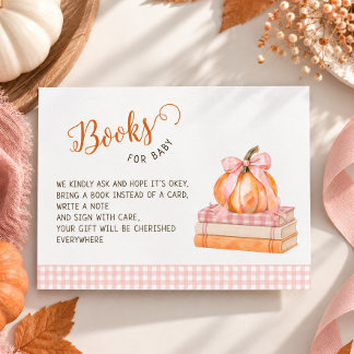 A little pumpkin pink bow gingham Books for baby Enclosure Card