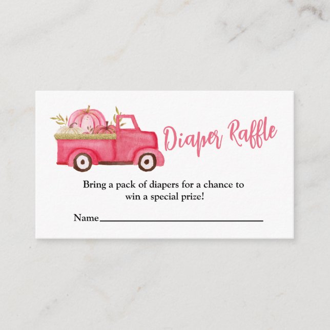 A Little Pumpkin Pink Diaper Raffle Enclosure Card (Front)