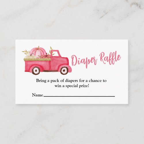 A Little Pumpkin Pink Diaper Raffle Enclosure Card