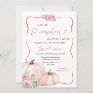 A Little Pumpkin Pink Fall Baby Shower Invitation