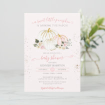 A Little Pumpkin Pink White Girl Baby Shower Invit Invitation