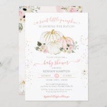 A Little Pumpkin Pink White Girl Baby Shower Invitation