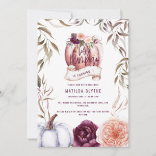 A little pumpkin purple floral fall birthday