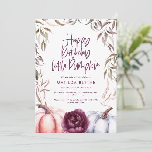 A little pumpkin purple floral fall birthday